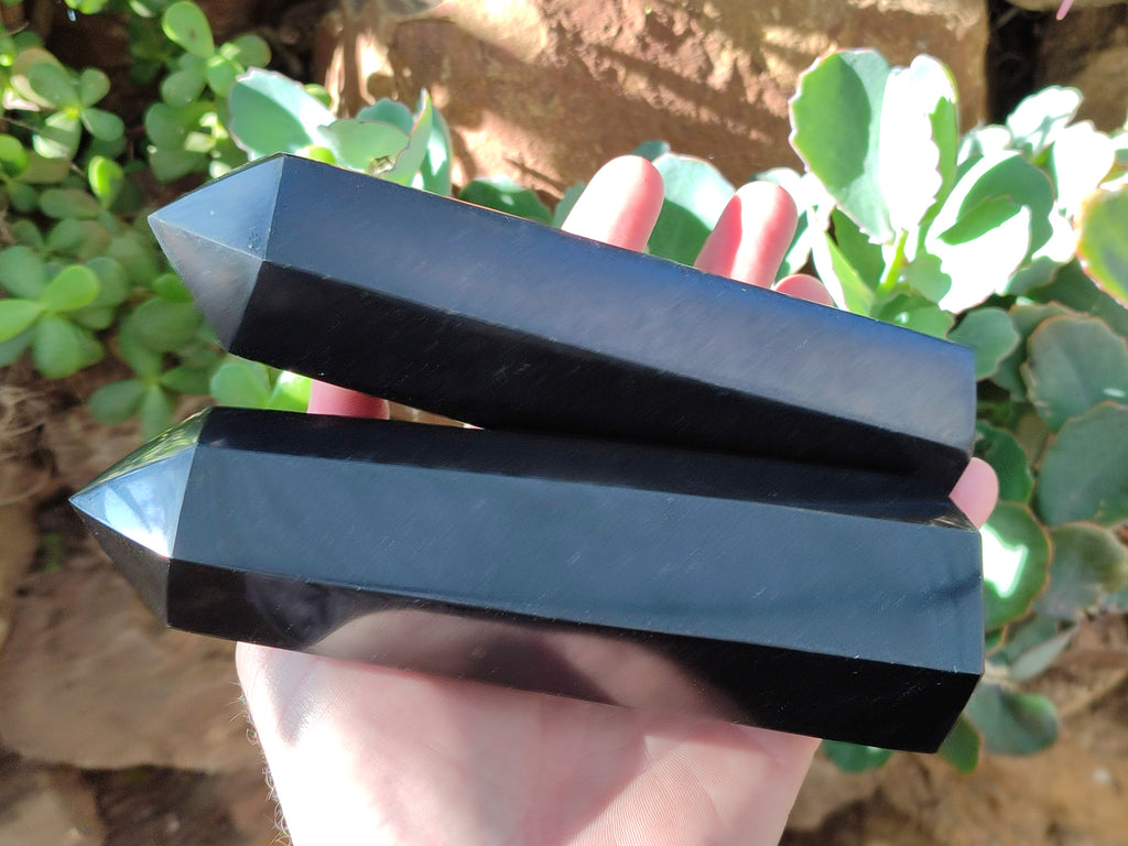 Polished Black Basalt Points x 4 From Antsirabe, Madagascar - Toprock Gemstones and Minerals 