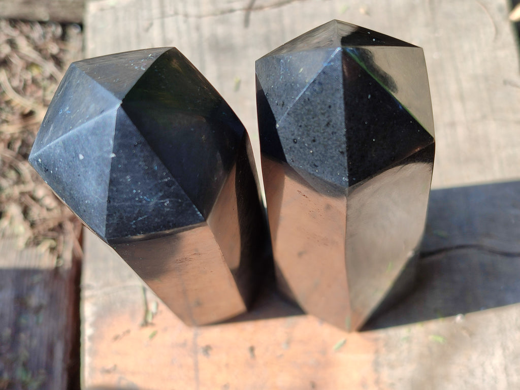Polished Black Basalt Points x 4 From Antsirabe, Madagascar - Toprock Gemstones and Minerals 