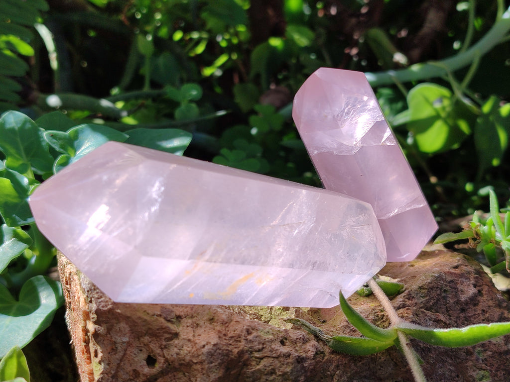 Polished Double Terminated Rose Quartz Points x 6 Ambatondrazaka, Madagascar - Toprock Gemstones and Minerals 