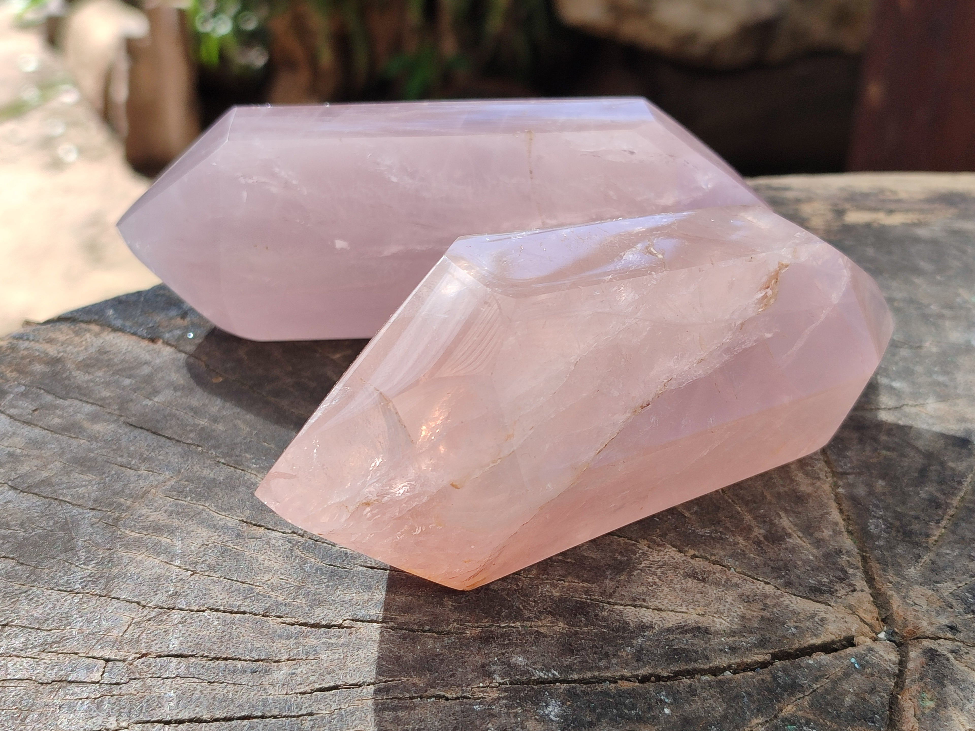 Polished Double Terminated Rose Quartz Points x 6 Ambatondrazaka, Madagascar - Toprock Gemstones and Minerals 