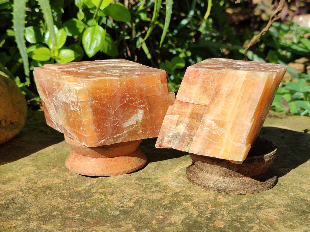 Natural Sunset Orange Calcite Specimens x 4 From Spitzkop, Namibia - Toprock Gemstones and Minerals 