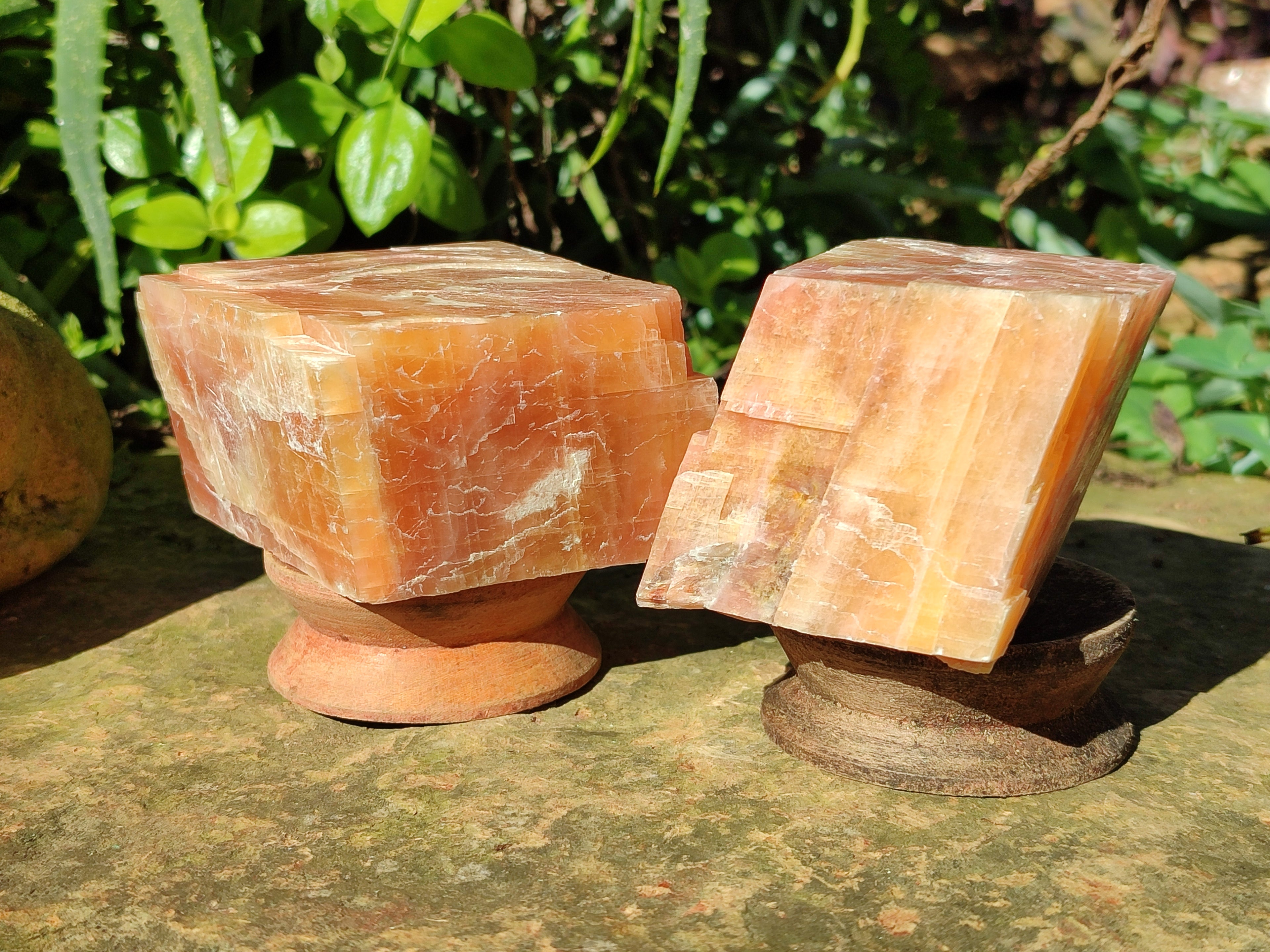 Natural Sunset Orange Calcite Specimens x 4 From Spitzkop, Namibia - Toprock Gemstones and Minerals 