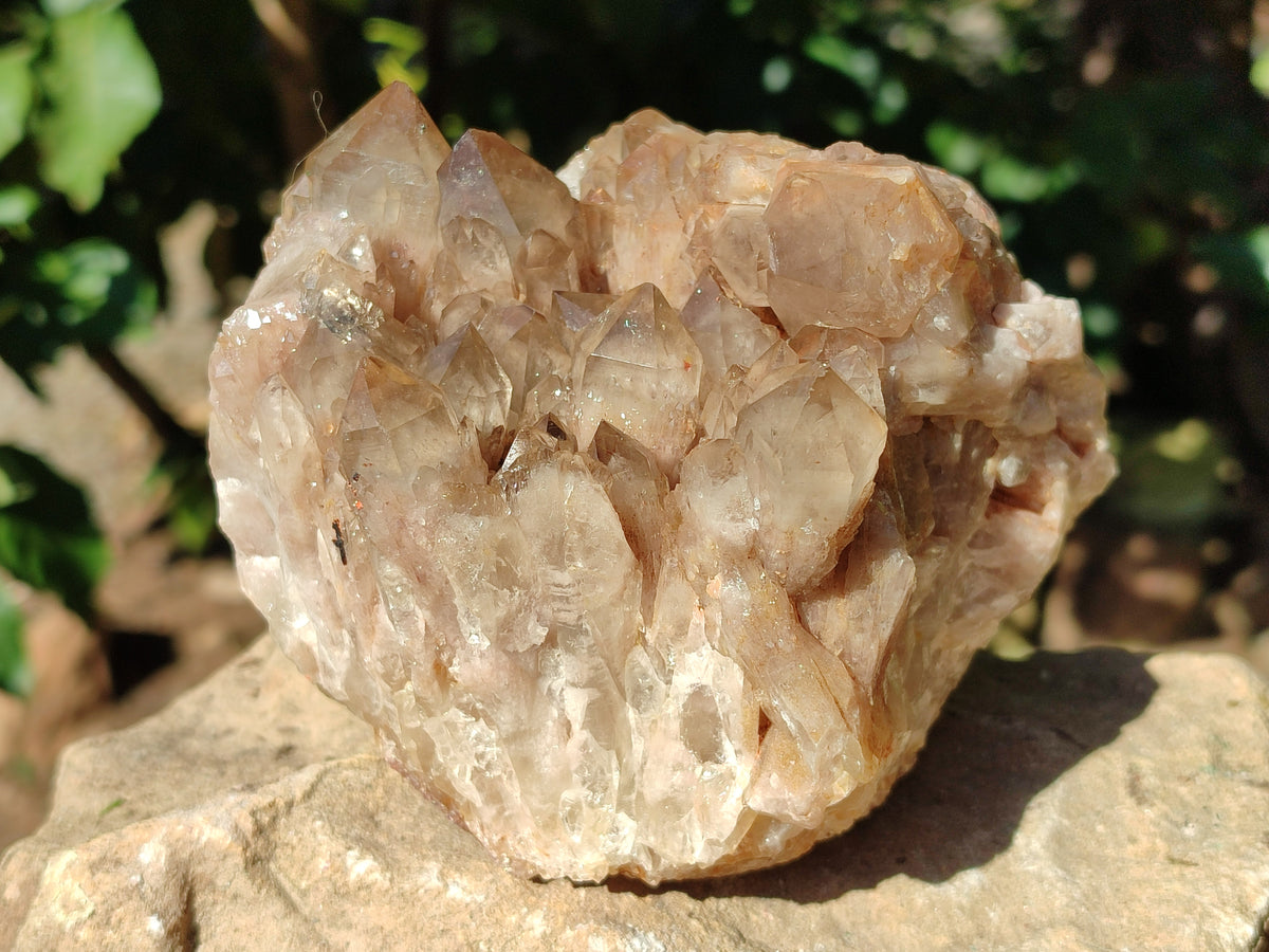 Natural Cascading Smokey Phantom Quartz Clusters x 2 From Luena, Congo - Toprock Gemstones and Minerals 