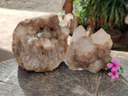 Natural Cascading Smokey Phantom Quartz Clusters x 2 From Luena, Congo - Toprock Gemstones and Minerals 