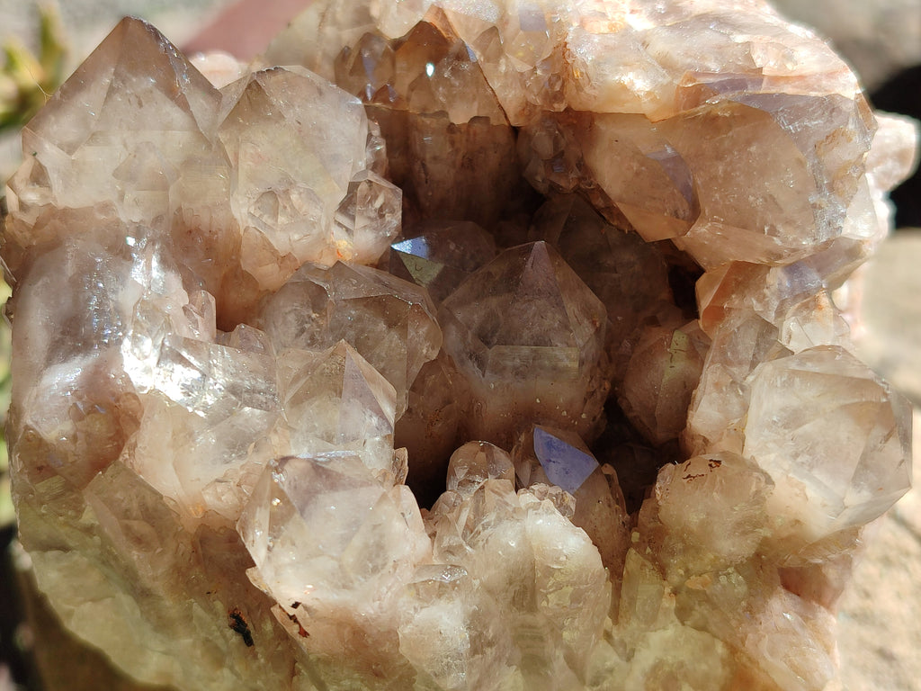Natural Cascading Smokey Phantom Quartz Clusters x 2 From Luena, Congo - Toprock Gemstones and Minerals 