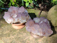 Natural Cactus Flower Sunburst Spirit Amethyst Clusters x 3 From South Africa - Toprock Gemstones and Minerals 