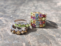 Polished 9 Carat Gold Plated Faceted Rings x 12 From Southern Africa