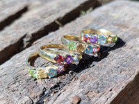 Polished 9 Carat Gold Plated Faceted Rings x 12 From Southern Africa