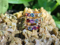Polished 9 Carat Gold Plated Faceted Rings x 12 From Southern Africa