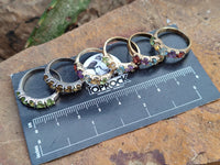 Polished 9 Carat Gold Plated Faceted Rings x 12 From Southern Africa