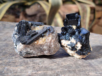 Natural Schorl Black Tourmaline with Smokey Quartz x 12 From Erongo, Namibia - Toprock Gemstones and Minerals 