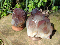 Natural Red Hematoid Quartz Clusters x 2 From Karoi, Zimbabwe