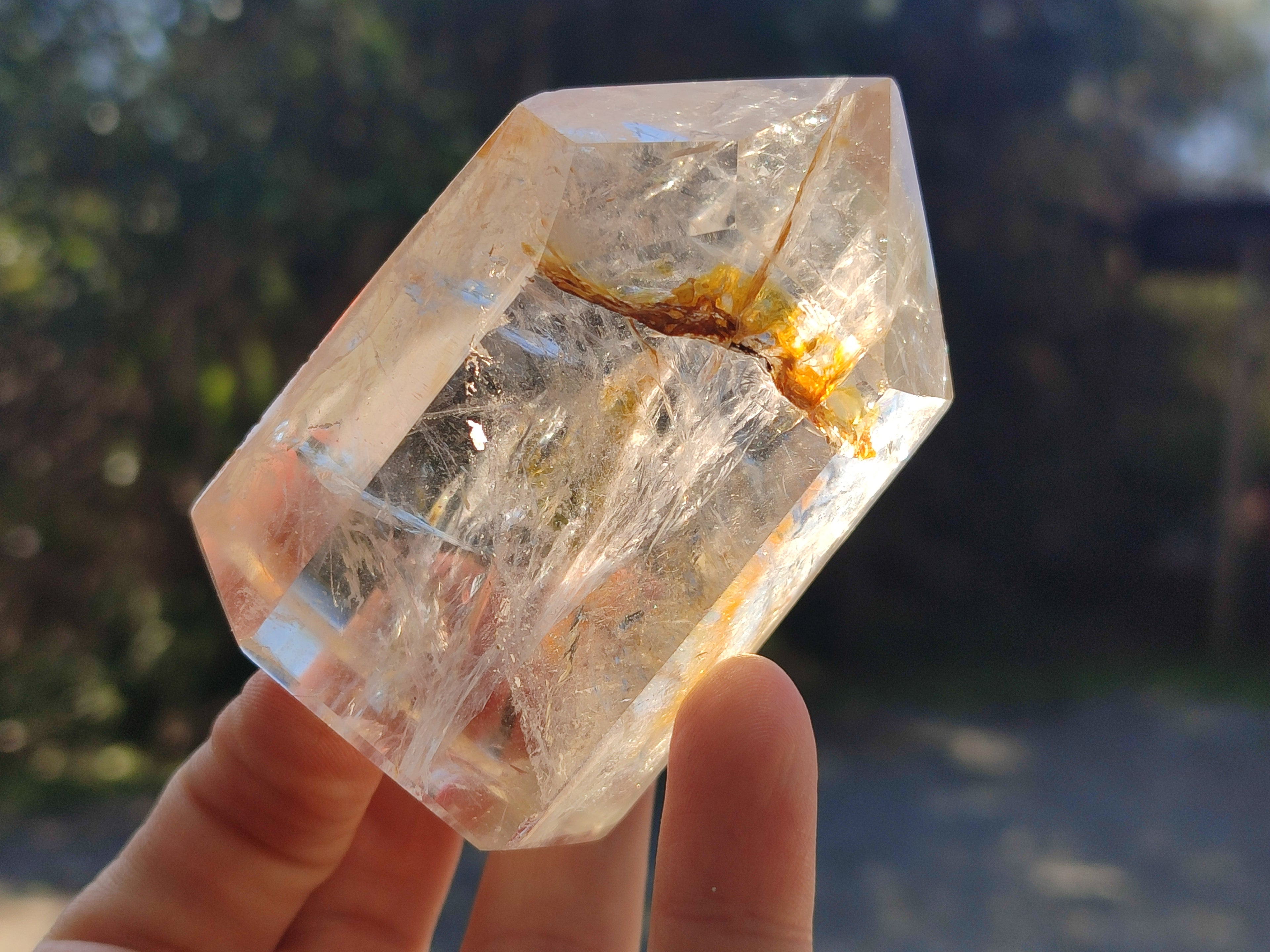 Polished Mixed Limonite Veil Quartz and Girasol Crystals x 4 From Madagascar - Toprock Gemstones and Minerals 
