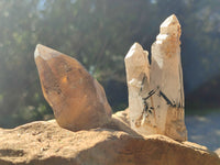 Natural Smokey Quartz Crystals with Black Tourmaline & Hyalite Opal x 35 From Erongo, Namibia