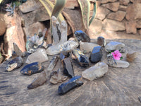 Natural Smokey Quartz Crystals with Black Tourmaline & Hyalite Opal x 35 From Erongo, Namibia