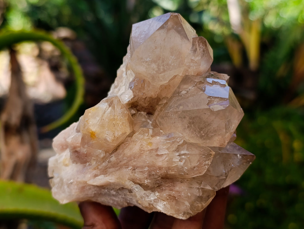 Natural Smokey Phantom Quartz Clusters x 2 From Luena, Congo - Toprock Gemstones and Minerals 
