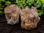 Natural Smokey Phantom Quartz Clusters x 2 From Luena, Congo - Toprock Gemstones and Minerals 