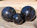 Polished Rare Blue Spark Iolite Spheres with Pink Feldspar Spots x 5 From Madagascar - Toprock Gemstones and Minerals 