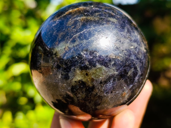 Polished Rare Blue Spark Iolite Spheres with Pink Feldspar Spots x 5 From Madagascar