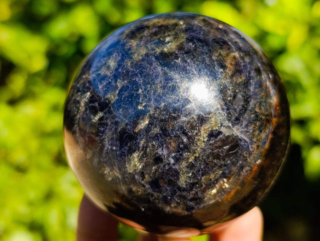 Polished Rare Blue Spark Iolite Spheres with Pink Feldspar Spots x 5 From Madagascar - Toprock Gemstones and Minerals 