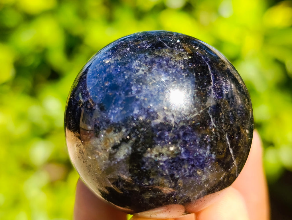 Polished Rare Blue Spark Iolite Spheres with Pink Feldspar Spots x 5 From Madagascar - Toprock Gemstones and Minerals 