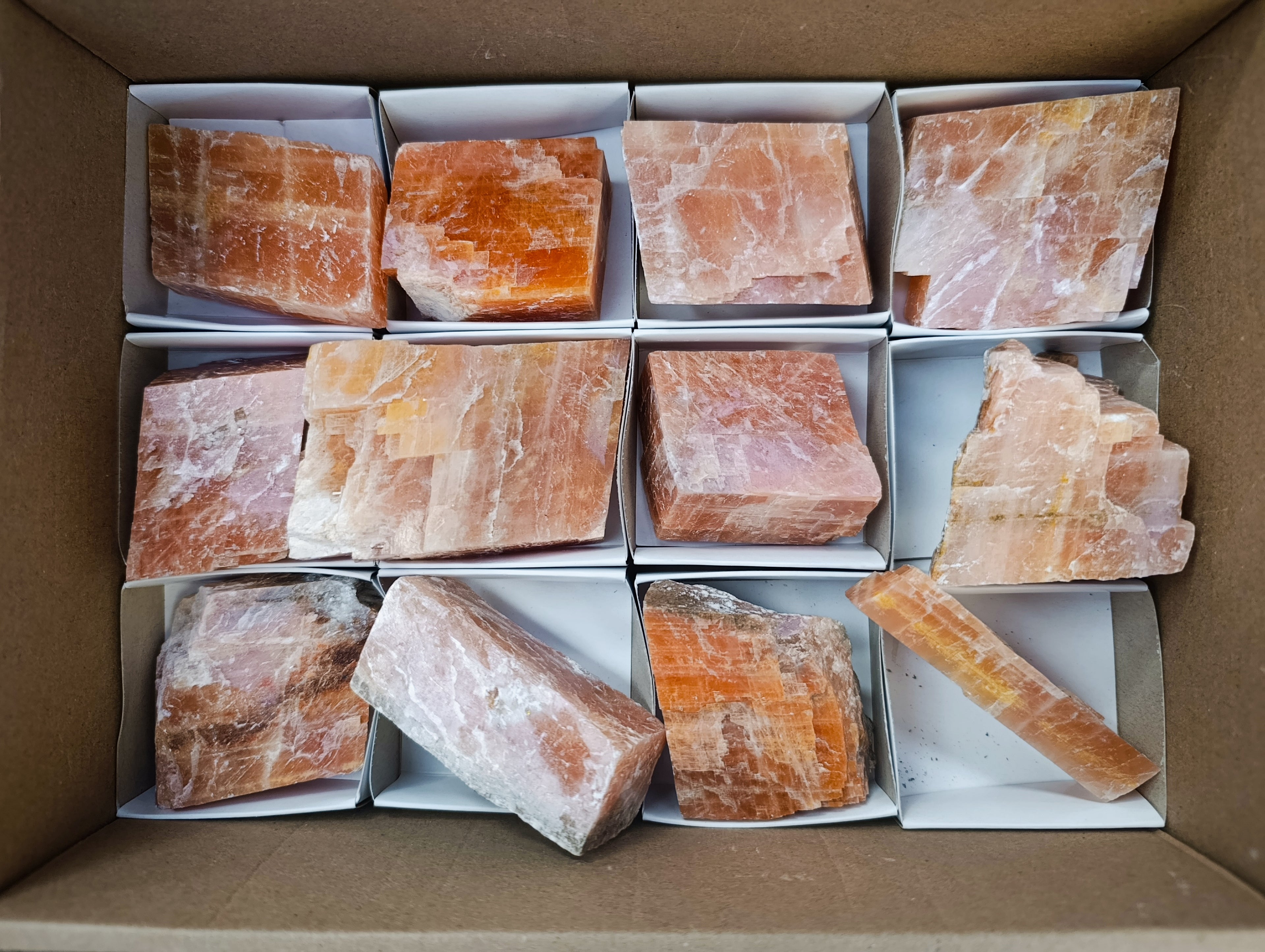 Natural Sunset Orange Calcite Specimens x 12 From Spitzkop, Namibia - Toprock Gemstones and Minerals 