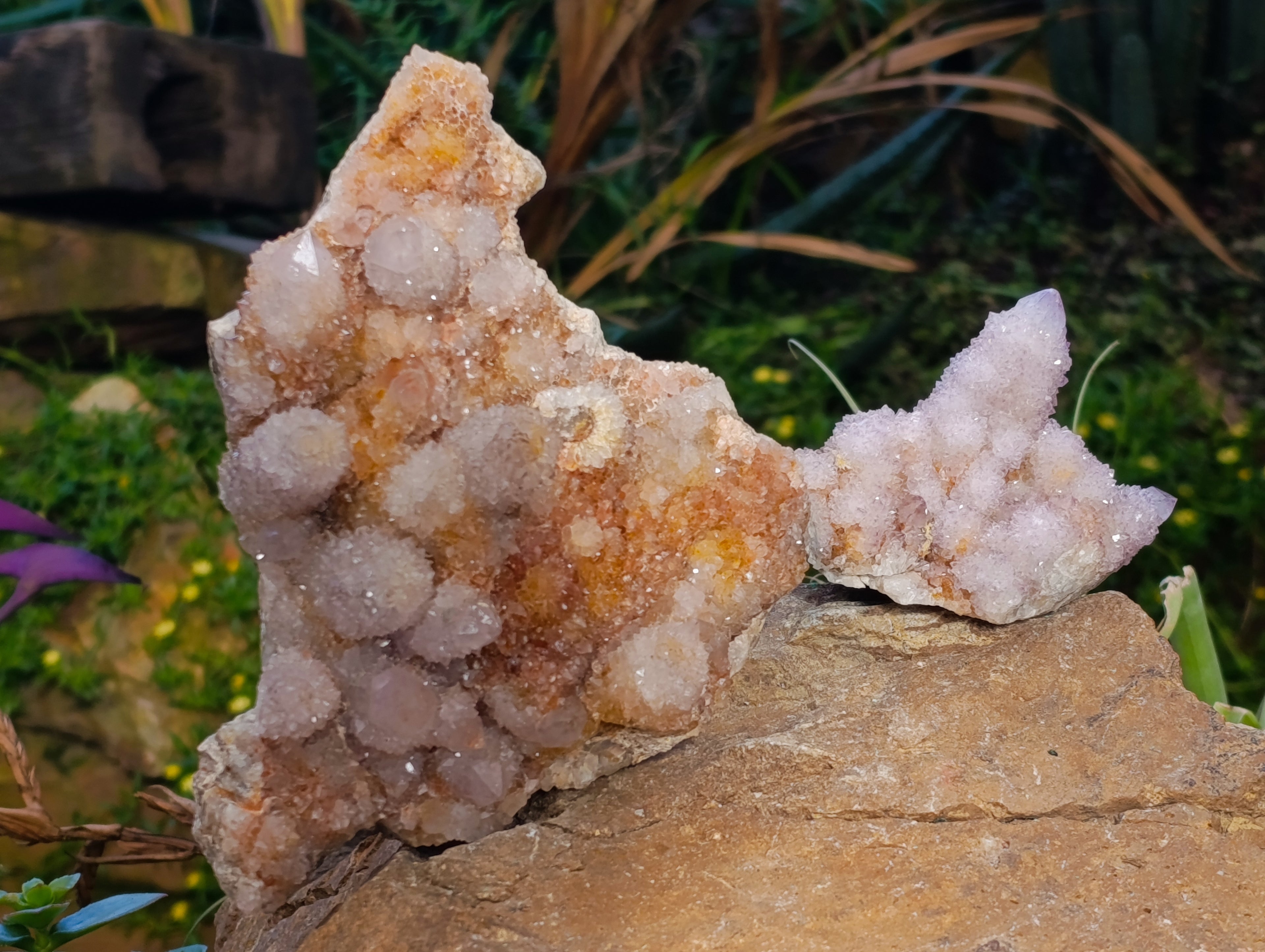 Natural Hematoid and Amethyst Spirit Quartz Clusters x 2 From South Africa - Toprock Gemstones and Minerals 