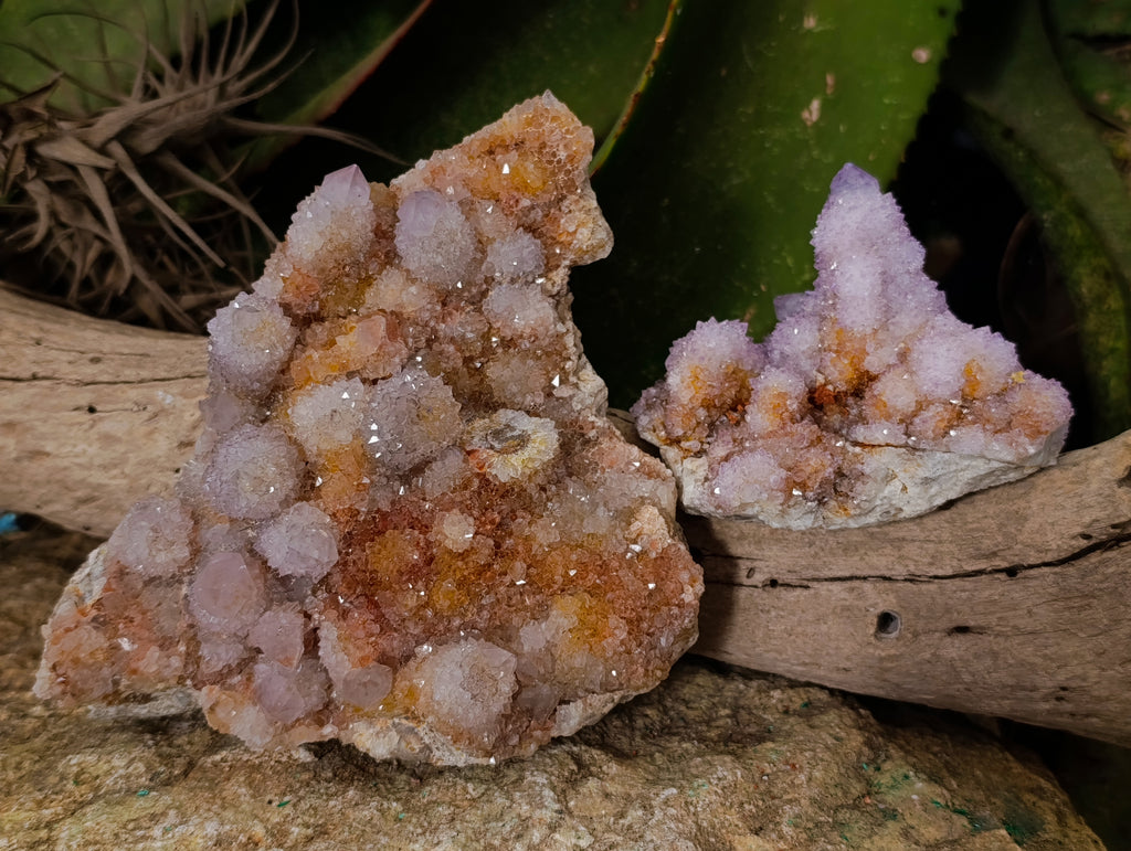 Natural Hematoid and Amethyst Spirit Quartz Clusters x 2 From South Africa - Toprock Gemstones and Minerals 