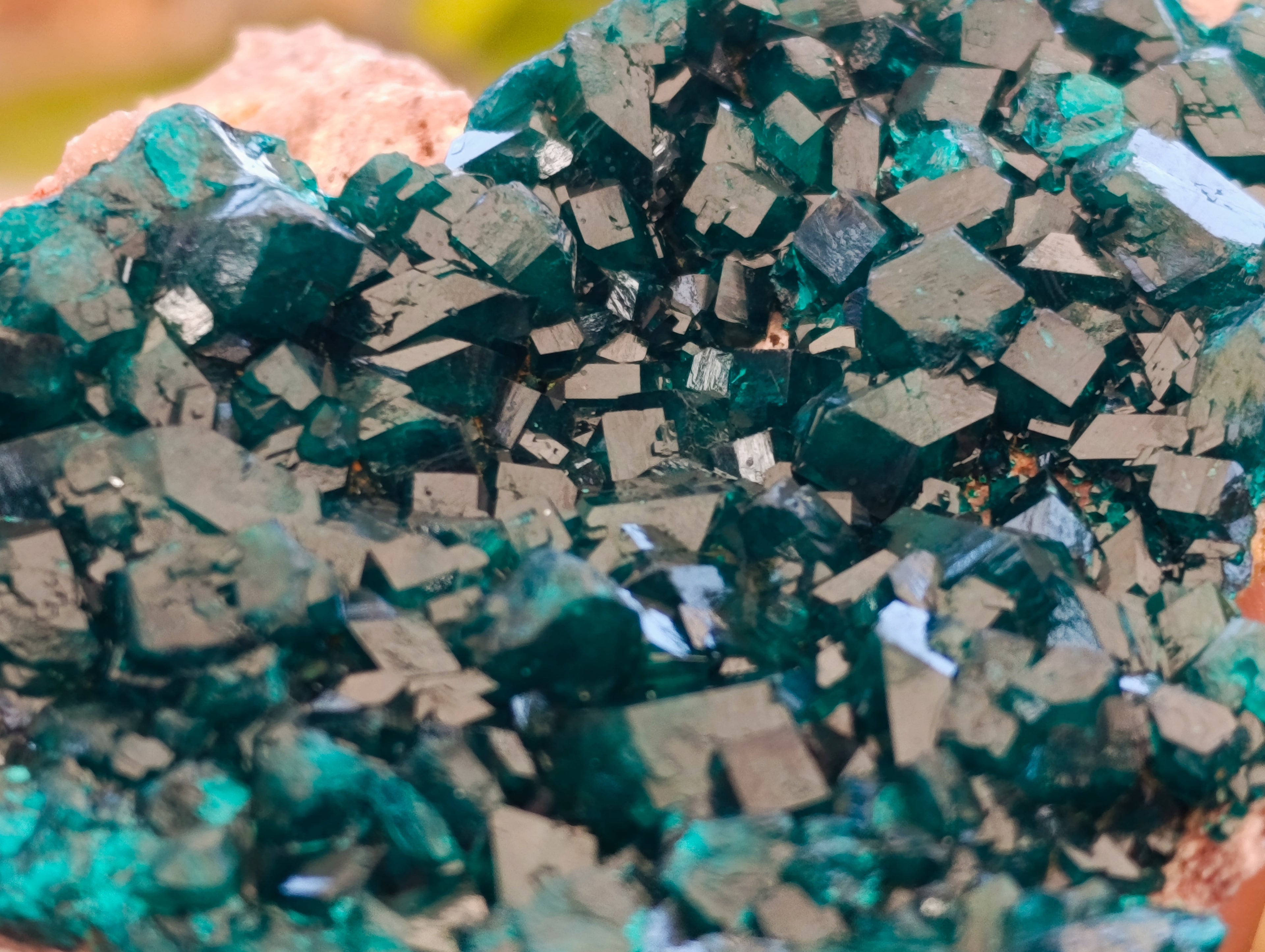 Natural Dioptase On Dolomite Specimens x 3 From Likasi, Congo - Toprock Gemstones and Minerals 