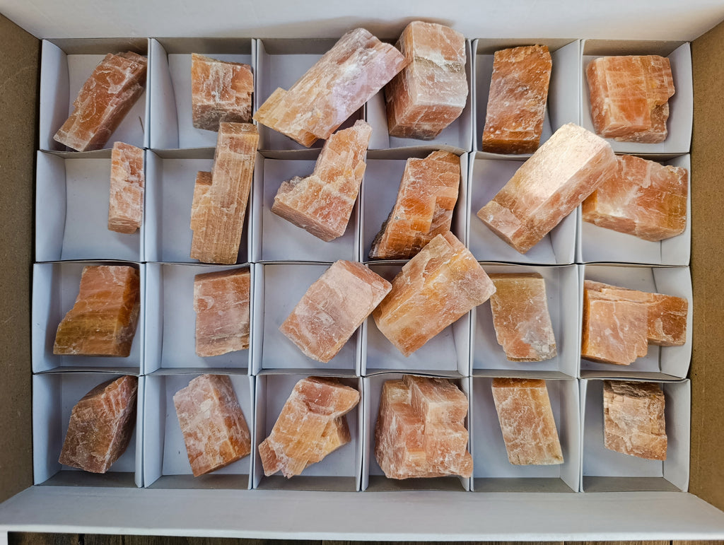 Natural Sunset Orange Calcite Specimens x 24 From Spitzkop, Namibia - Toprock Gemstones and Minerals 