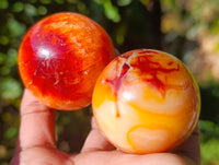 Polished Carnelian Spheres x 6 From Madagascar