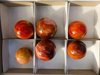 Polished Carnelian Spheres x 6 From Madagascar