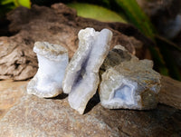 Natural Blue Lace Agate Geode Specimens x 24 From Nsanje, Malawi