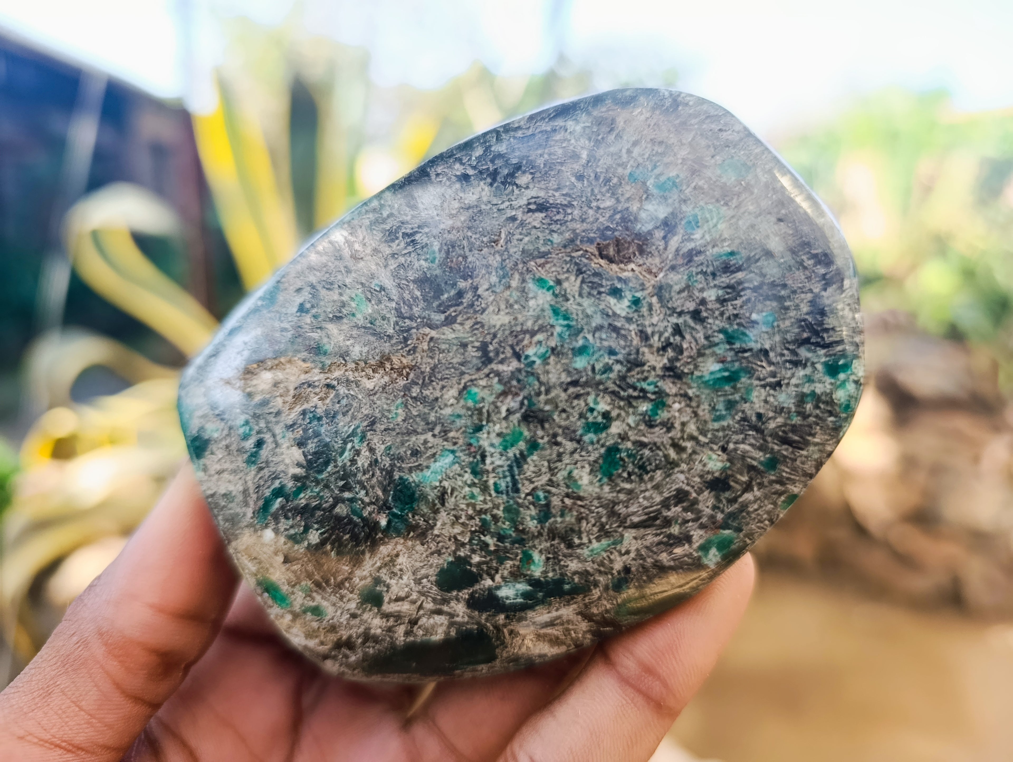 Polished Emerald Mica In Matrix Standing Free Forms x 4 From Mutoko, Zimbabwe - Toprock Gemstones and Minerals 
