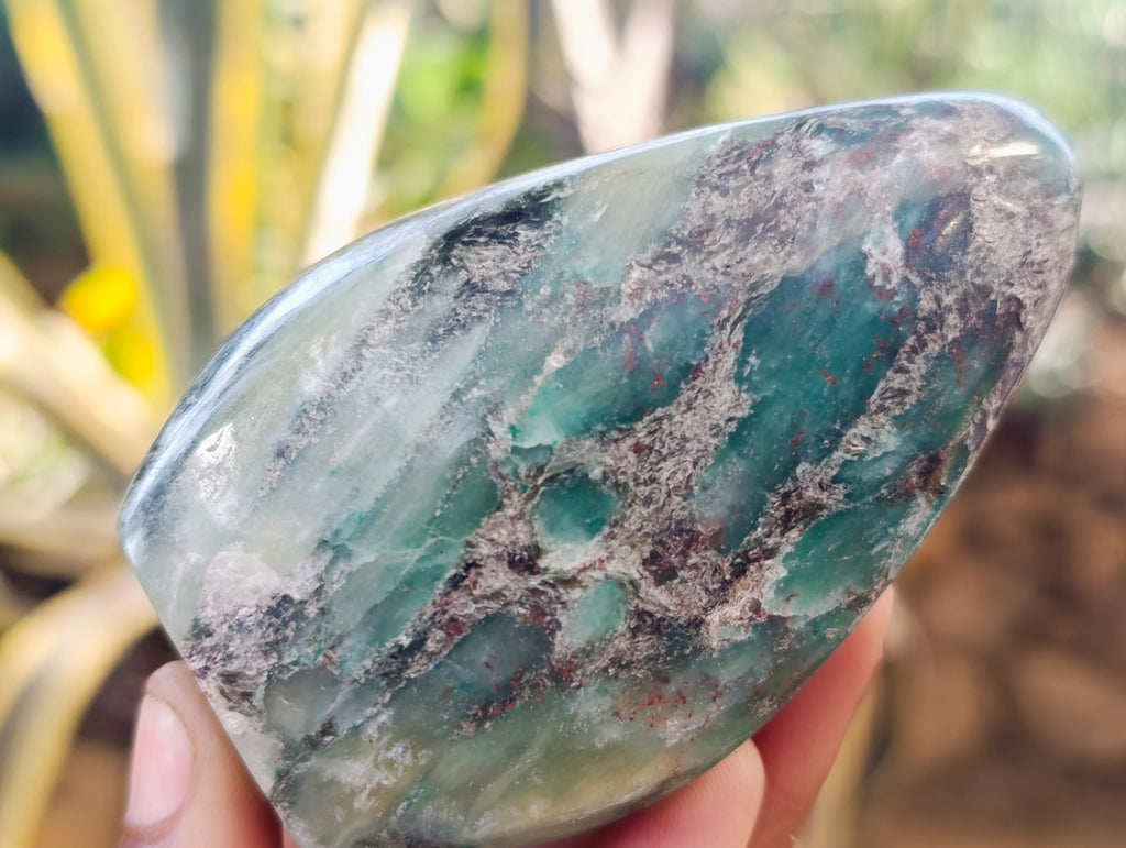 Polished Emerald Mica In Matrix Standing Free Forms x 4 From Mutoko, Zimbabwe - Toprock Gemstones and Minerals 