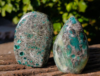Polished Emerald Mica In Matrix Standing Free Forms x 4 From Mutoko, Zimbabwe - Toprock Gemstones and Minerals 
