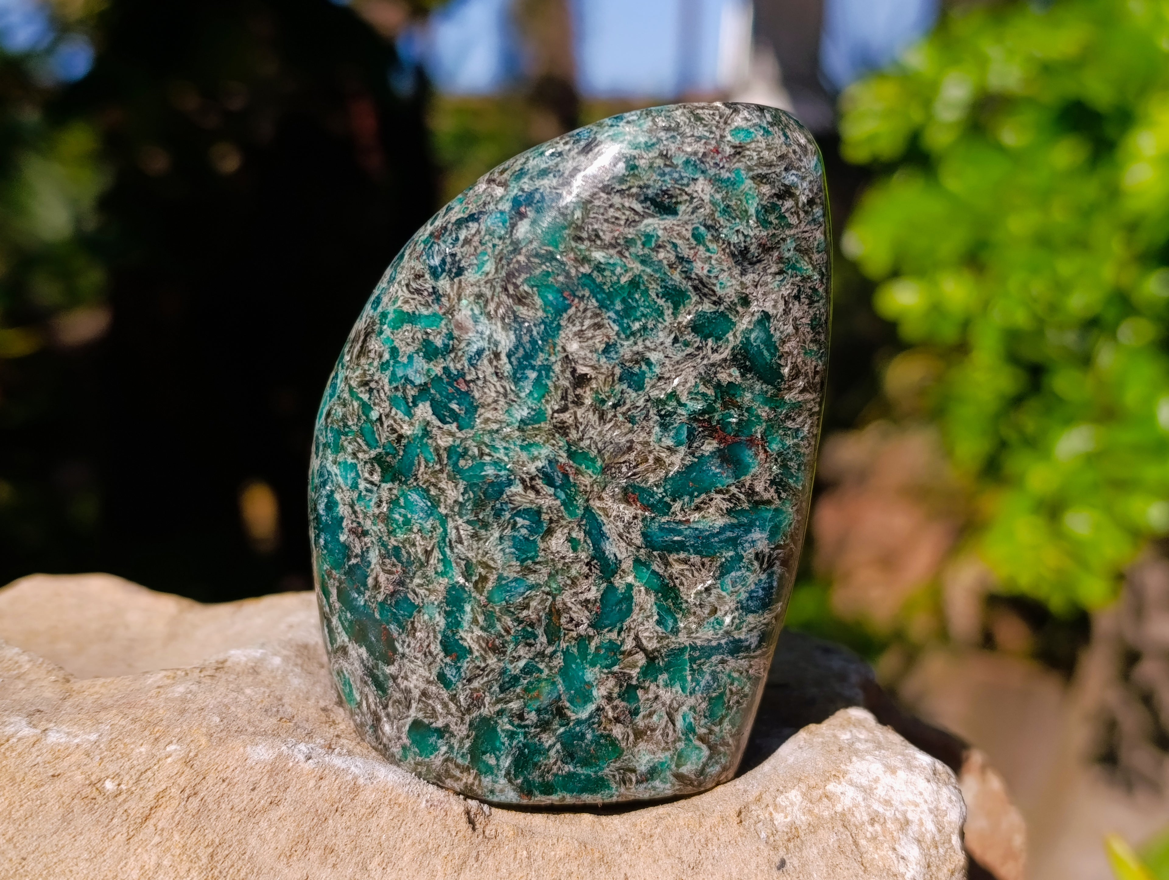 Polished Emerald Mica In Matrix Standing Free Forms x 4 From Mutoko, Zimbabwe - Toprock Gemstones and Minerals 