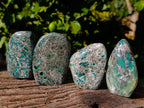 Polished Emerald Mica In Matrix Standing Free Forms x 4 From Mutoko, Zimbabwe - Toprock Gemstones and Minerals 