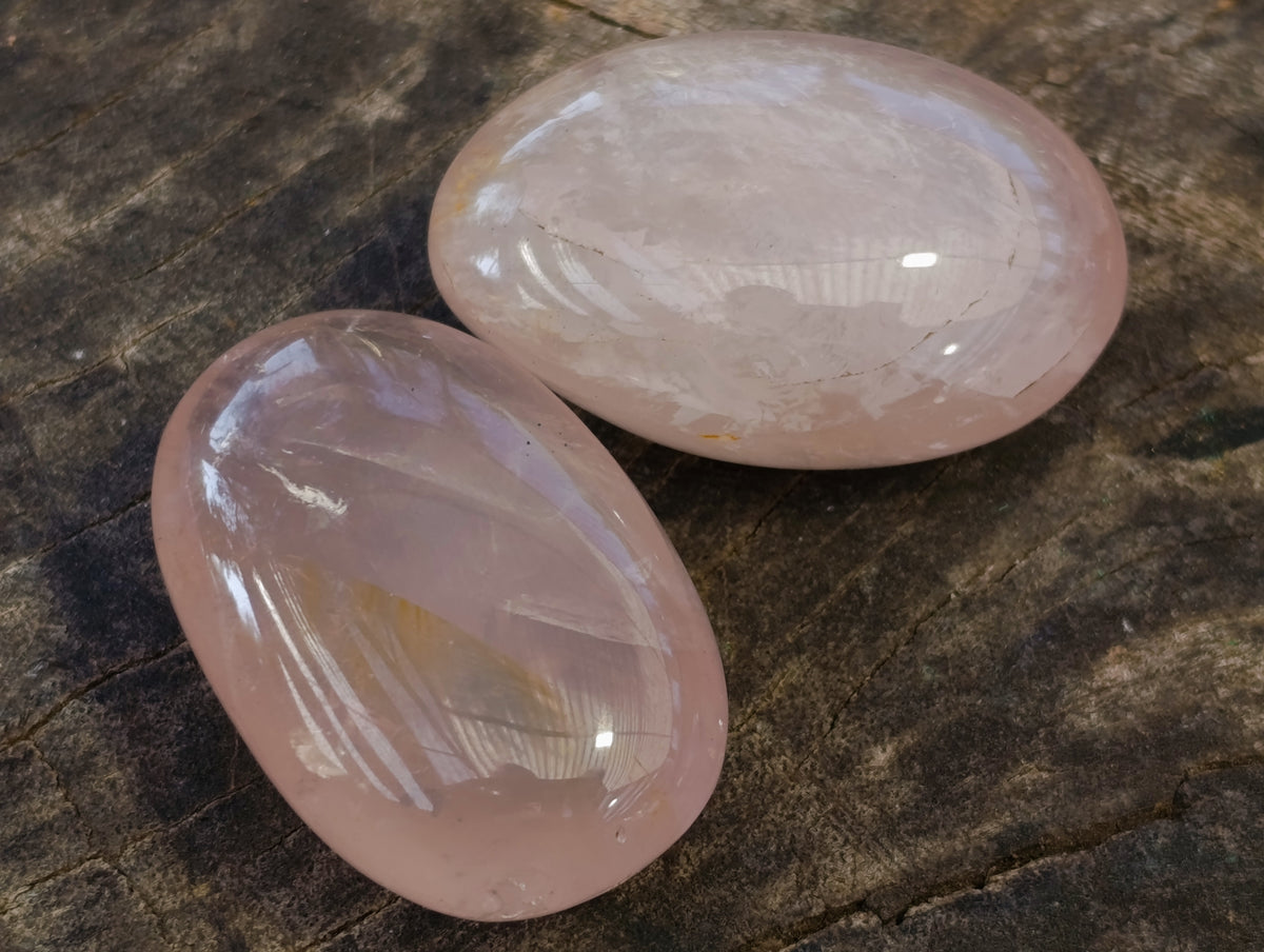 Polished Rose Quartz Palm Stones x 35 From Ambatondrazaka, Madagascar - Toprock Gemstones and Minerals 
