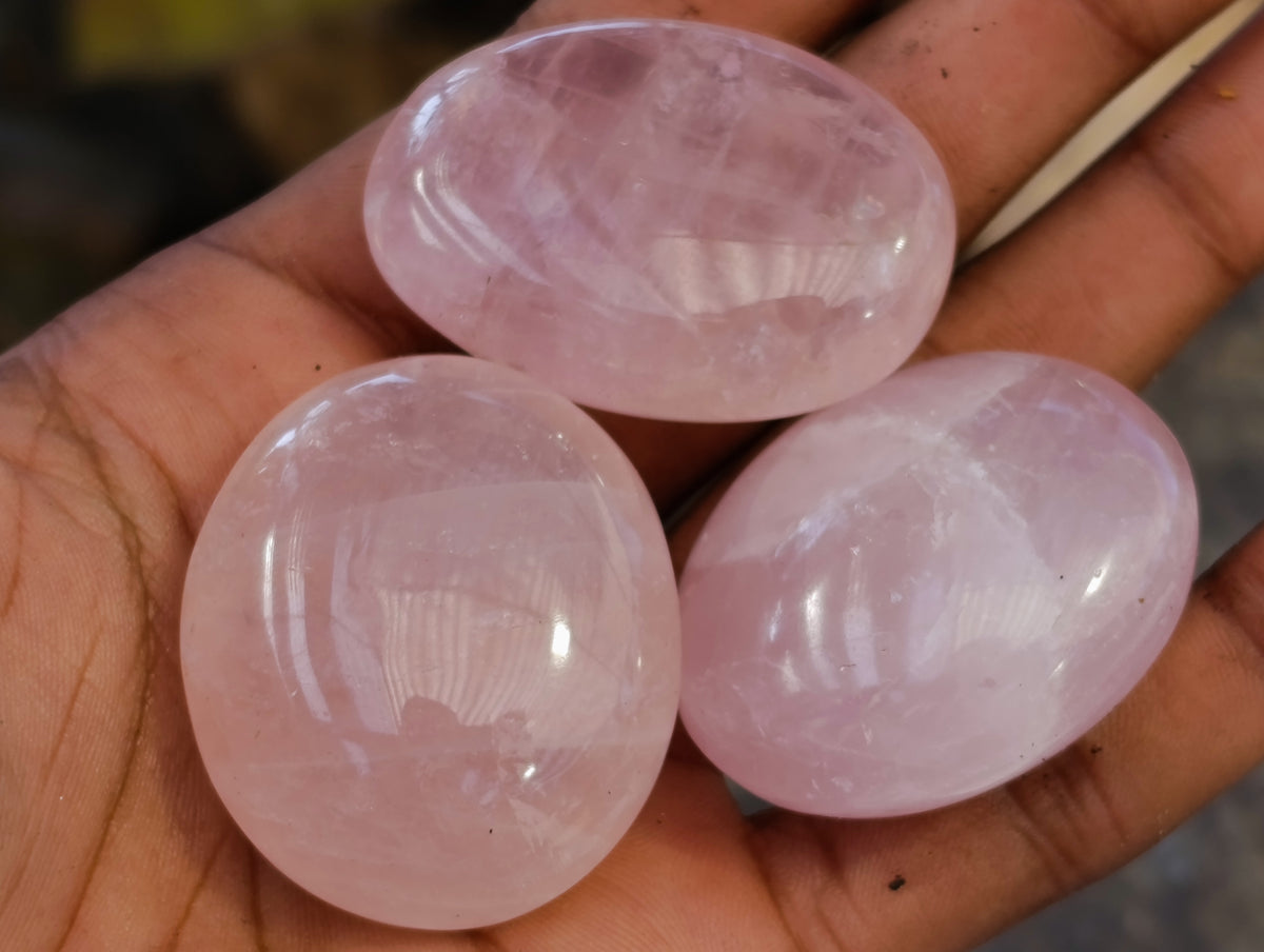 Polished Rose Quartz Palm Stones x 35 From Ambatondrazaka, Madagascar - Toprock Gemstones and Minerals 