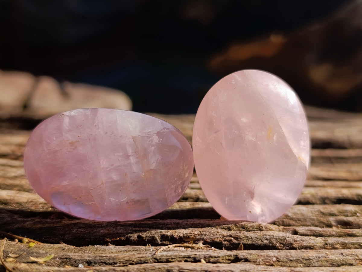 Polished Rose Quartz Palm Stones x 35 From Ambatondrazaka, Madagascar - Toprock Gemstones and Minerals 