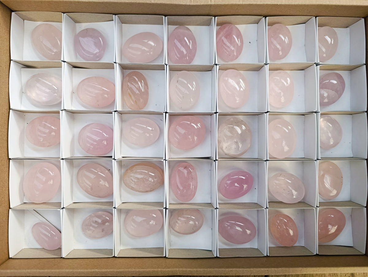 Polished Rose Quartz Palm Stones x 35 From Ambatondrazaka, Madagascar - Toprock Gemstones and Minerals 