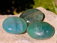 Polished Green Fluorite Palm Stones x 20 From Madagascar