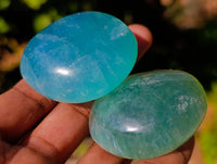 Polished Green Fluorite Palm Stones x 20 From Madagascar