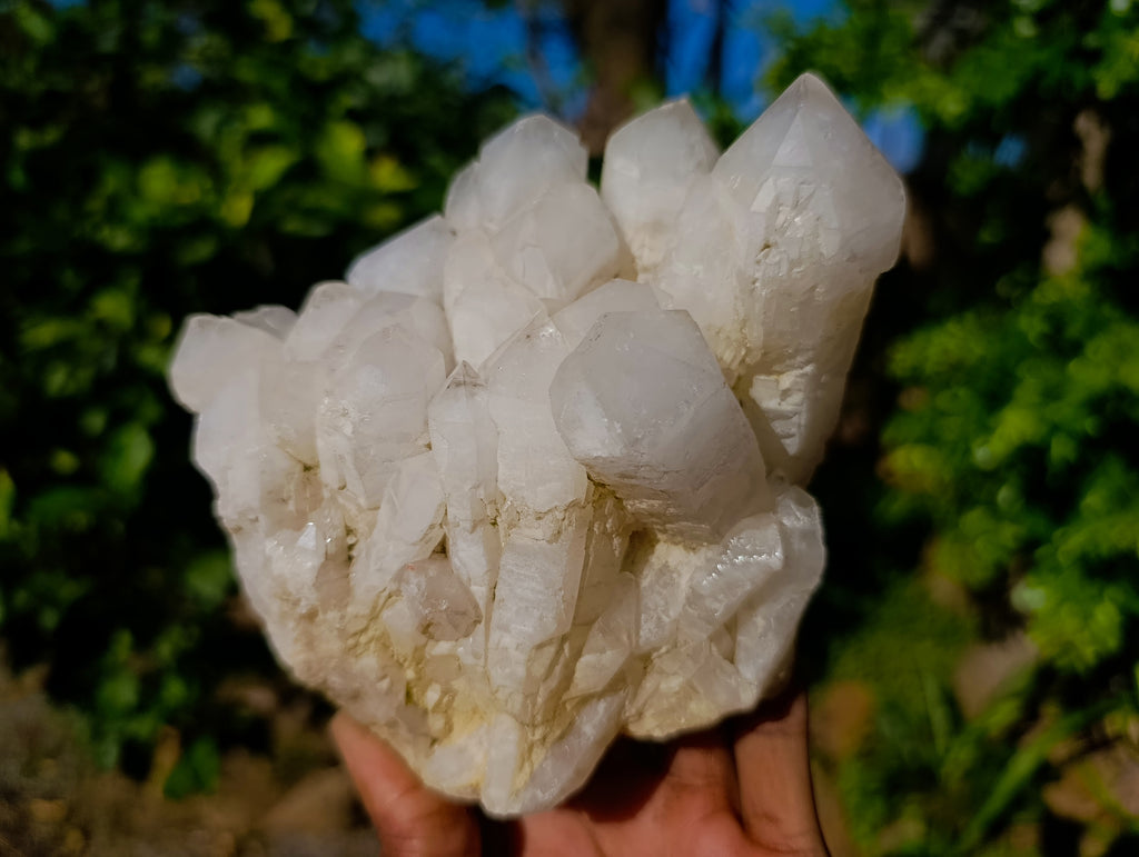 Natural White Phantom Quartz Clusters x 2 From Madagascar - Toprock Gemstones and Minerals 
