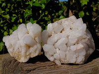 Natural White Phantom Quartz Clusters x 2 From Madagascar