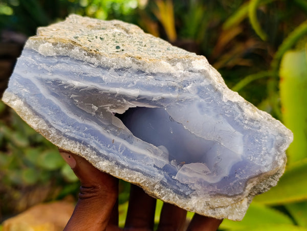 Natural Blue Lace Agate Geode Specimens x 3 From Nsanje, Malawi