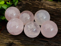 Polished Gemmy Star Rose Quartz Spheres x 6 From Ambatondrazaka, Madagascar