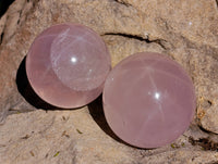 Polished Gemmy Star Rose Quartz Spheres x 6 From Ambatondrazaka, Madagascar