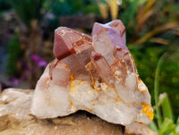 Natural Red Hematoid Quartz Clusters x 3 From Karoi, Zimbabwe
